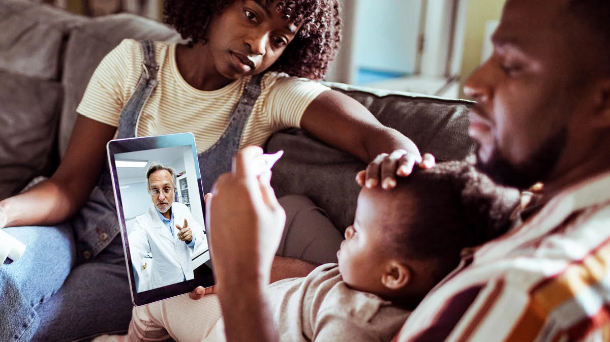 family in virtual medical appointment